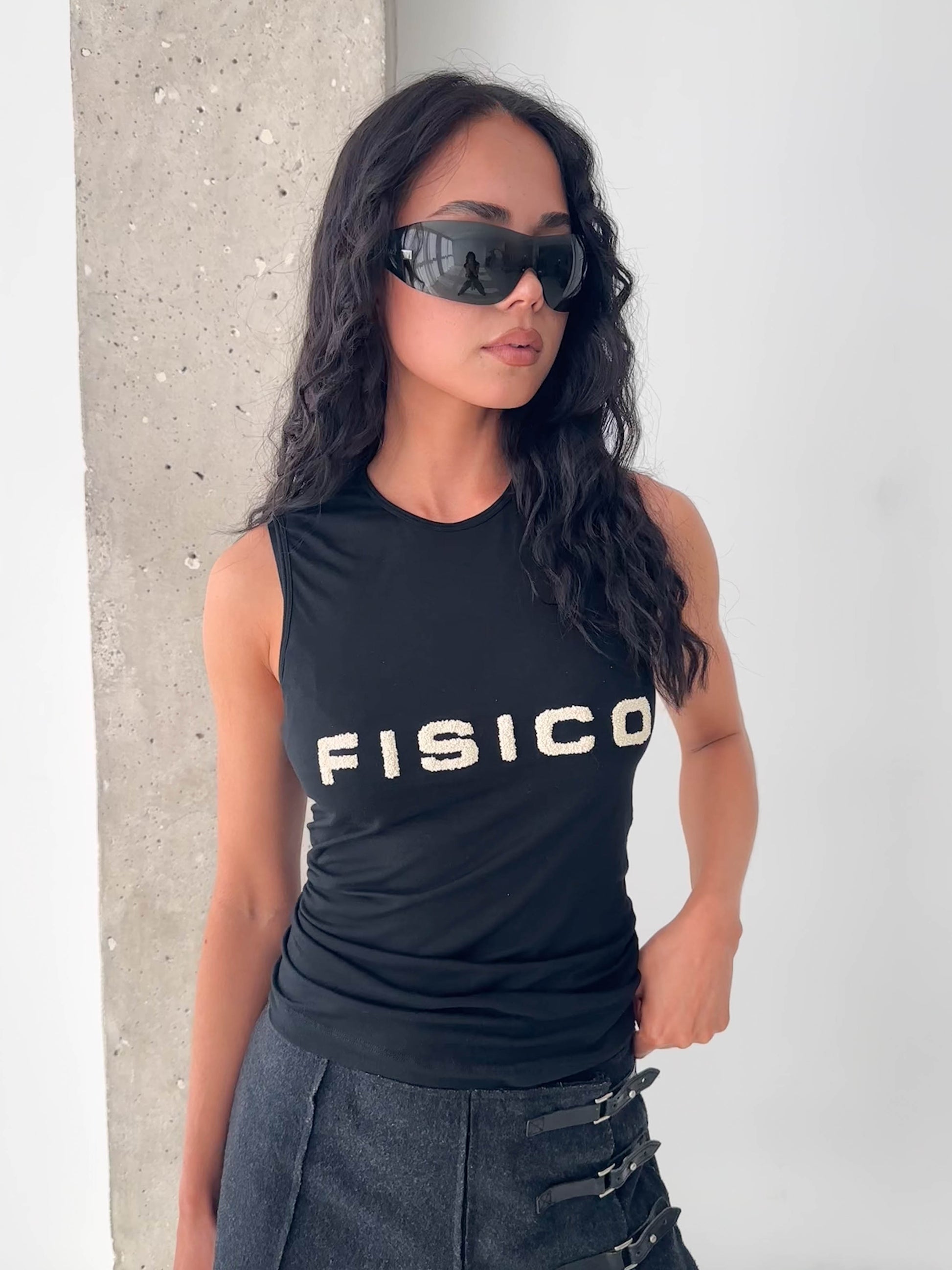 Fisico Black Logo Sleeveless Tank