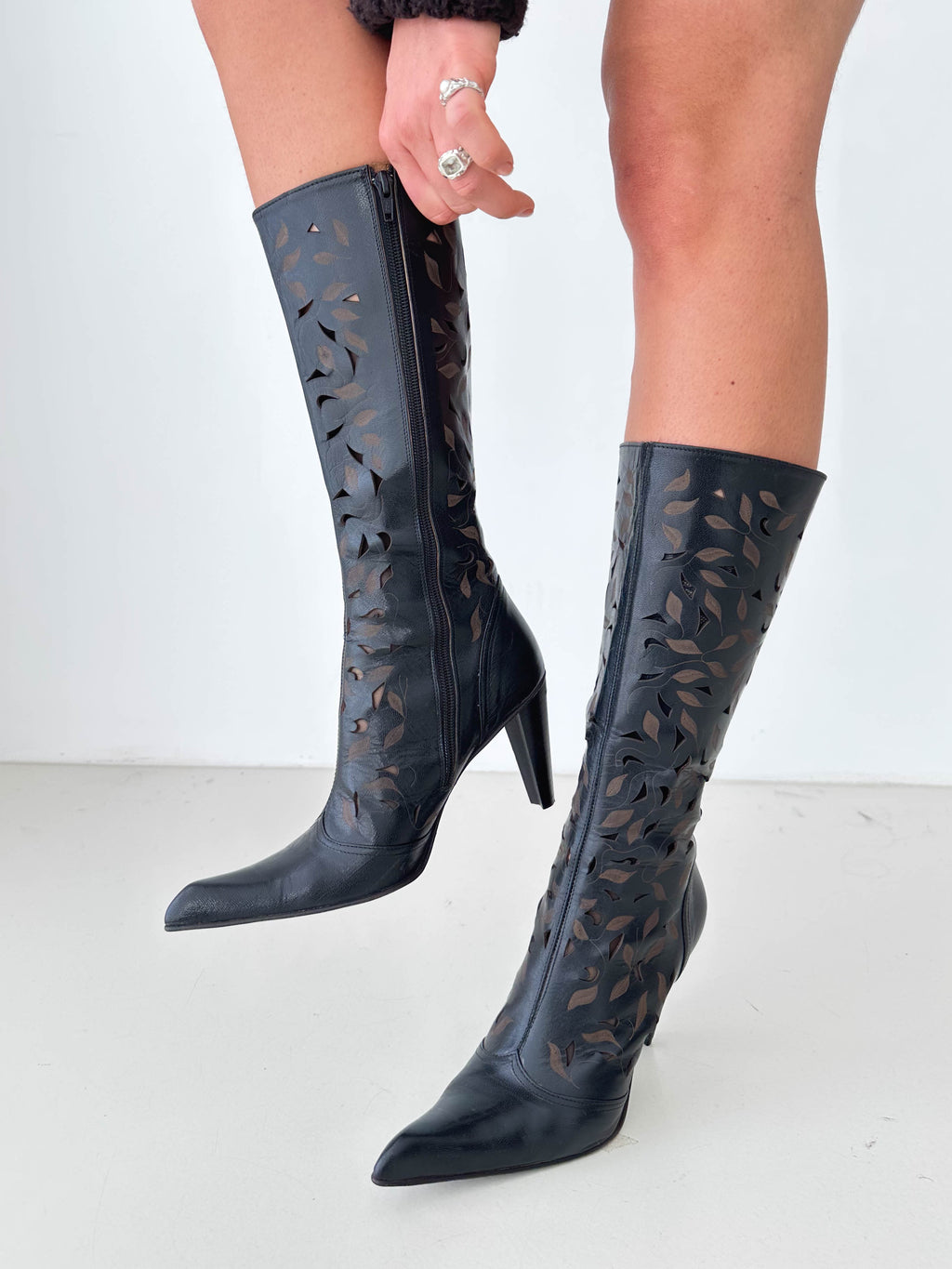 Italian Leather Cut Out Boots