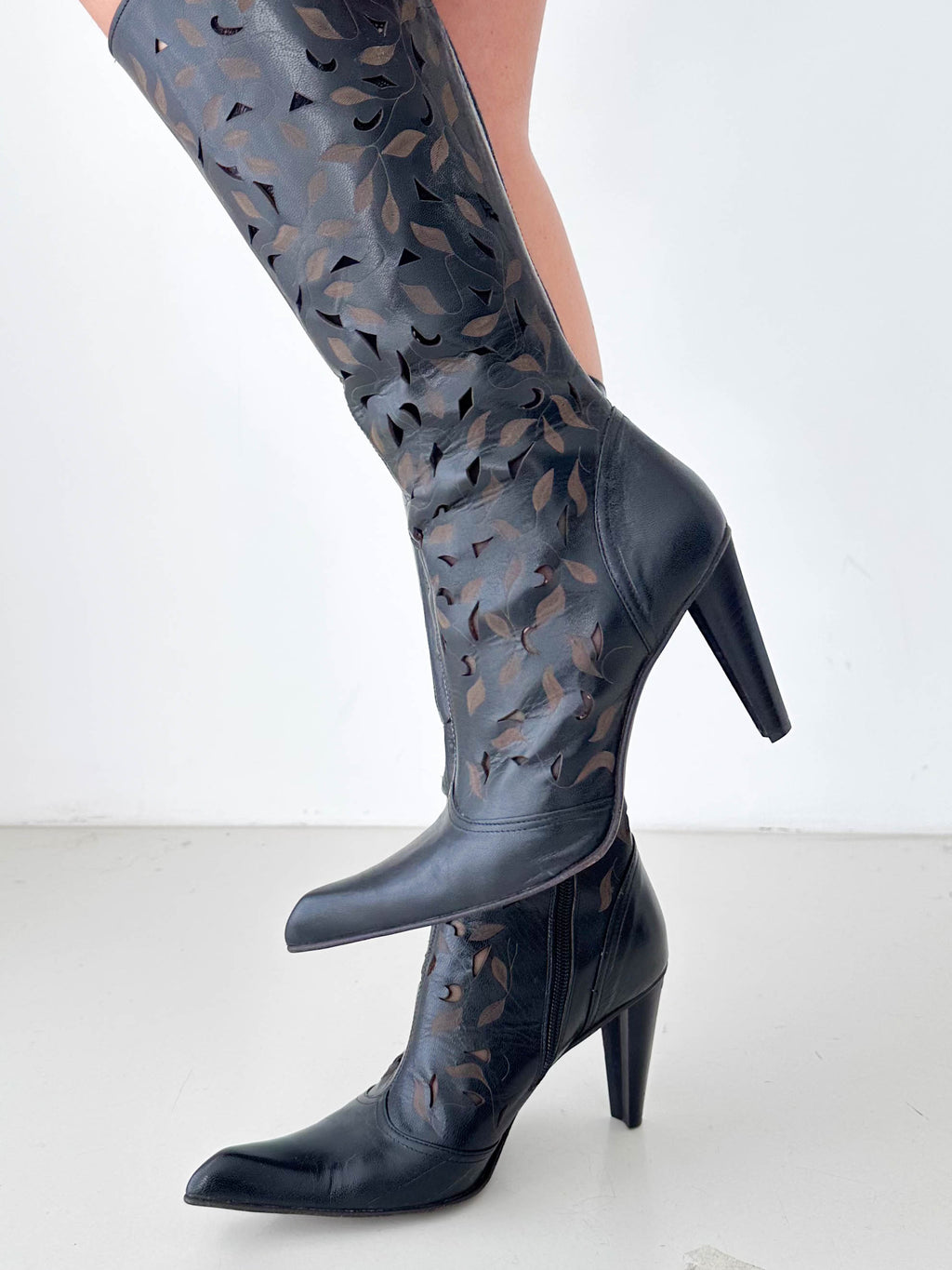 Italian Leather Cut Out Boots