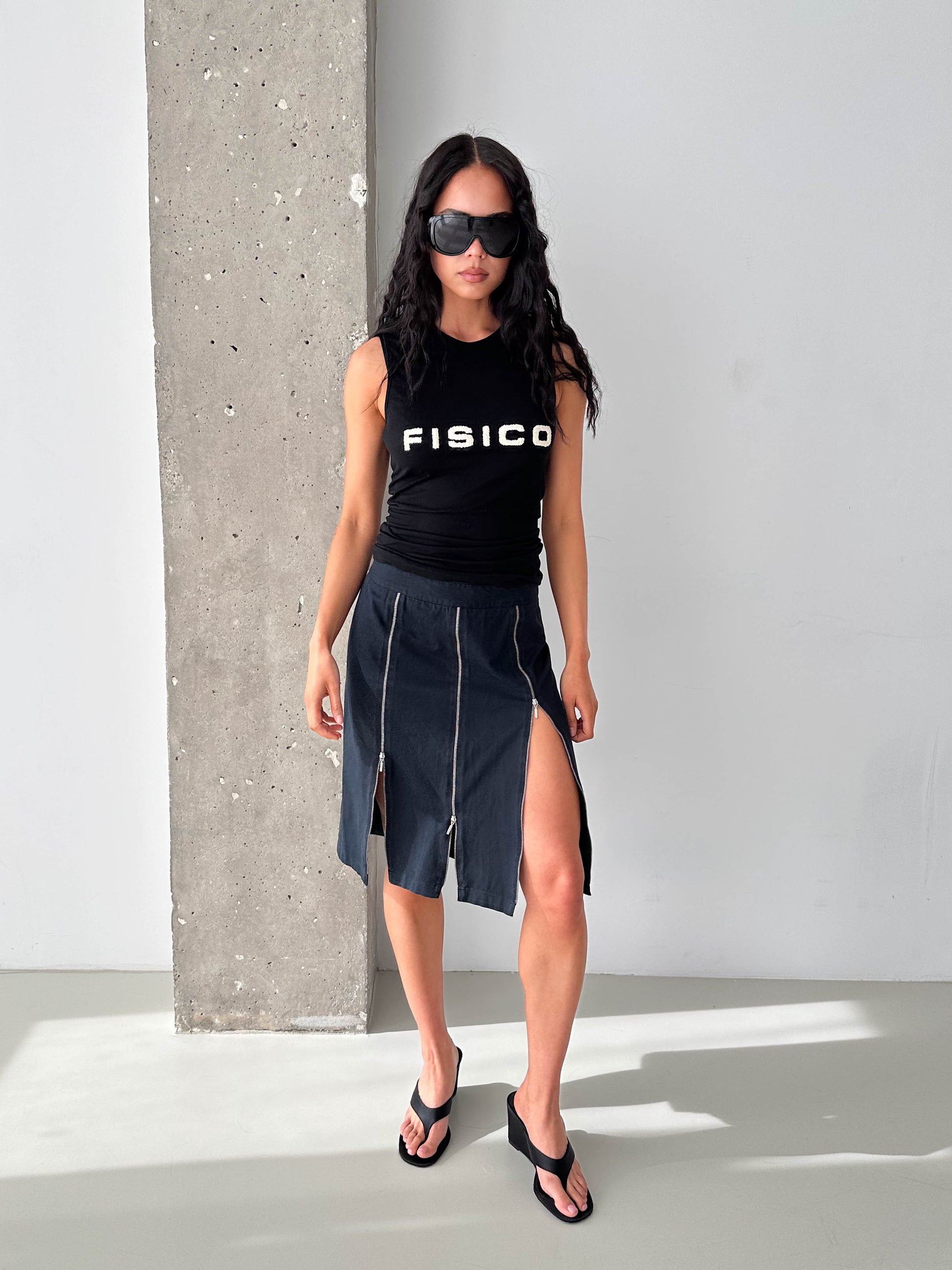 Multi Zip Midi Skirt