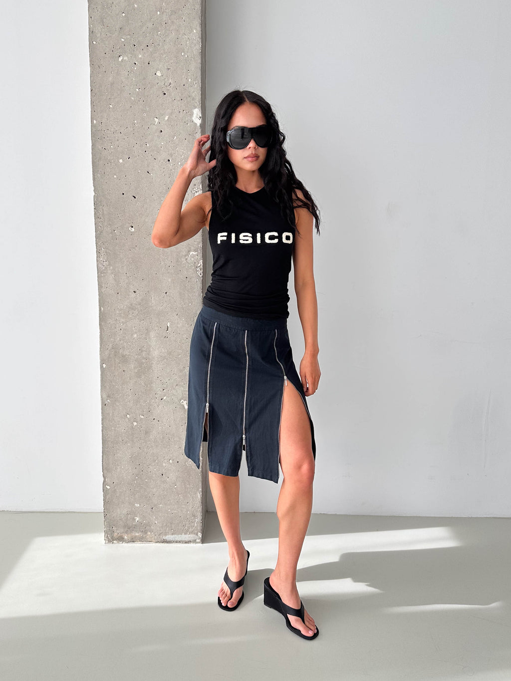 Multi Zip Midi Skirt
