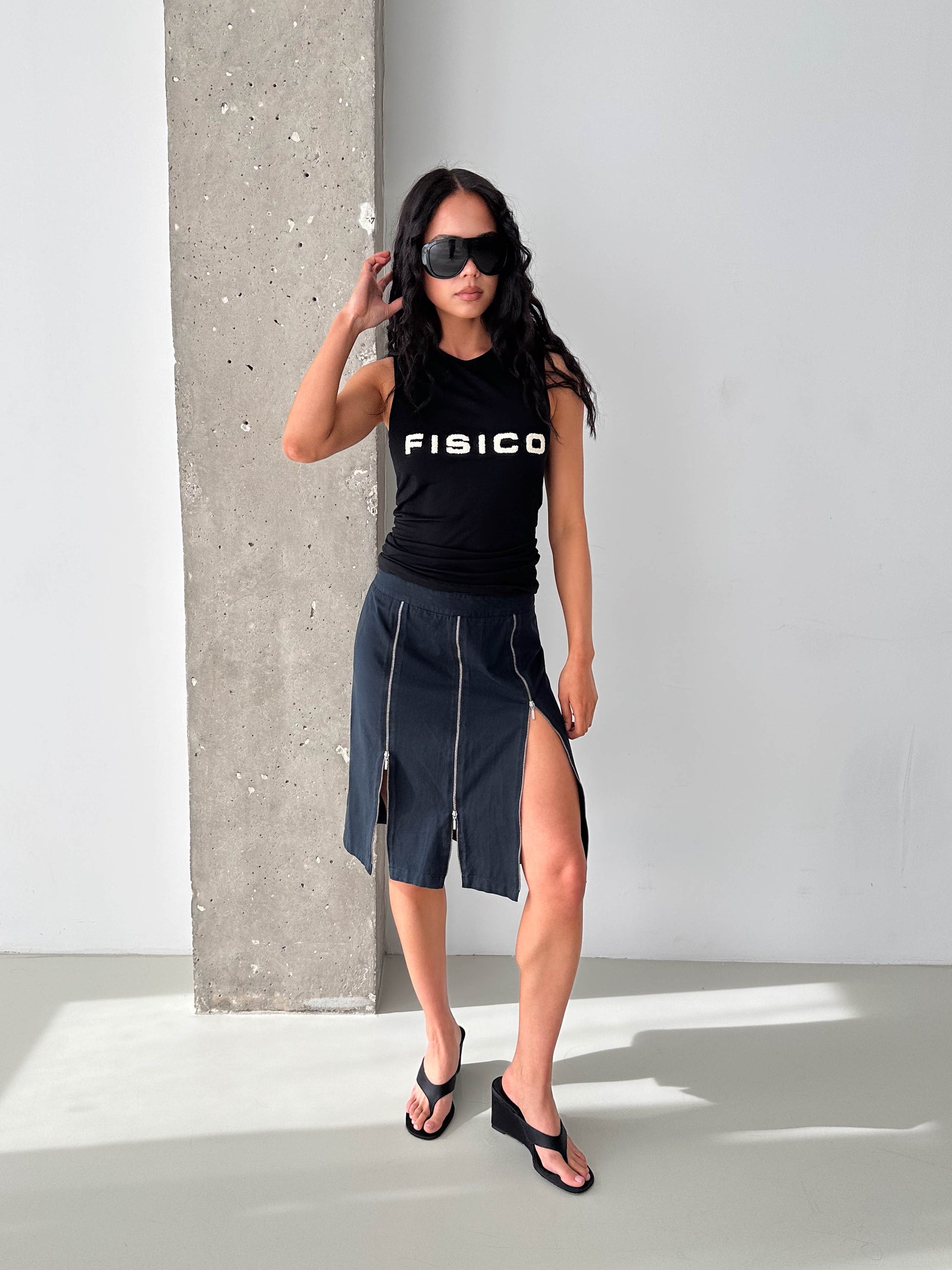 Multi Zip Midi Skirt