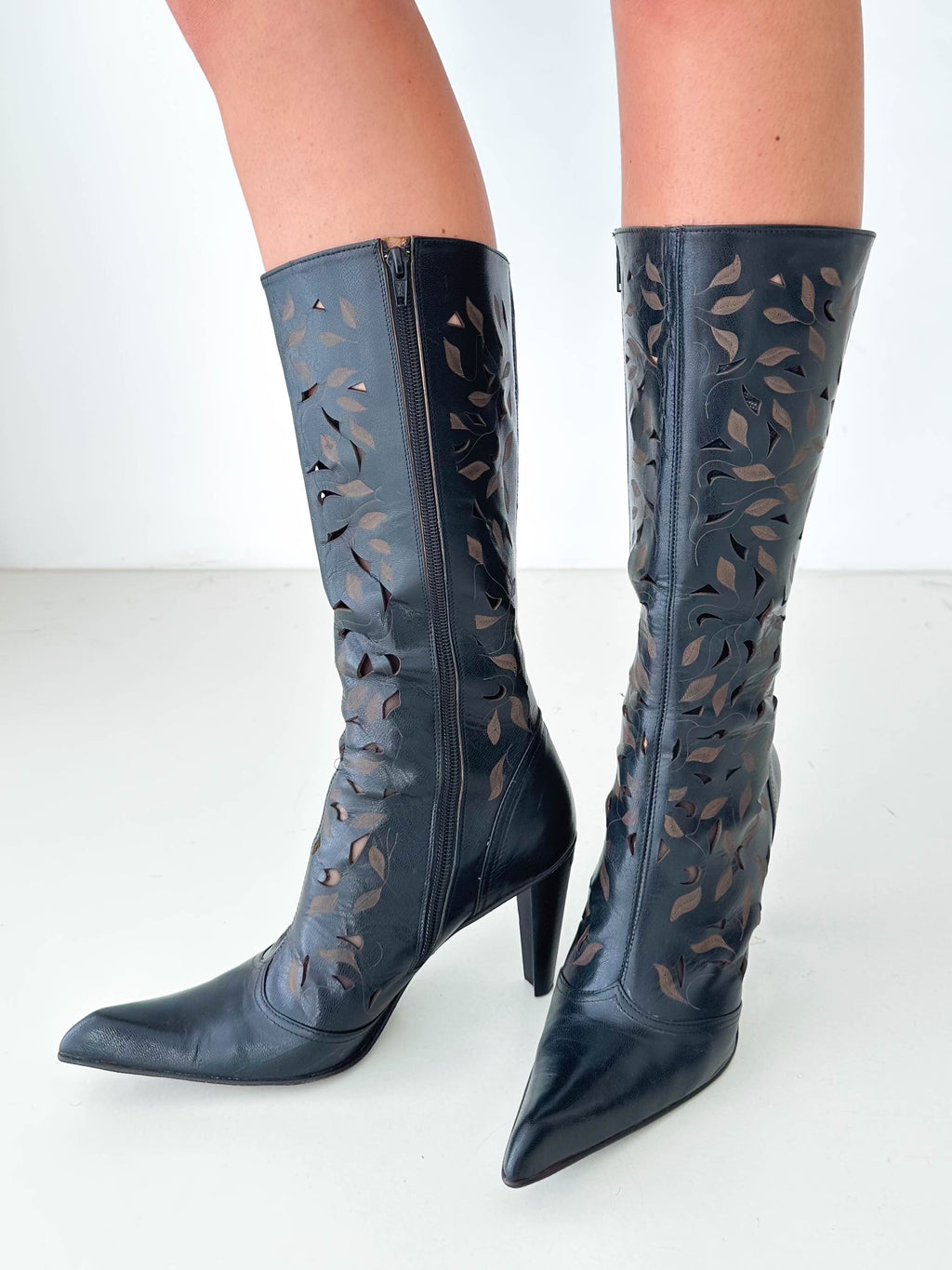 Italian Leather Cut Out Boots