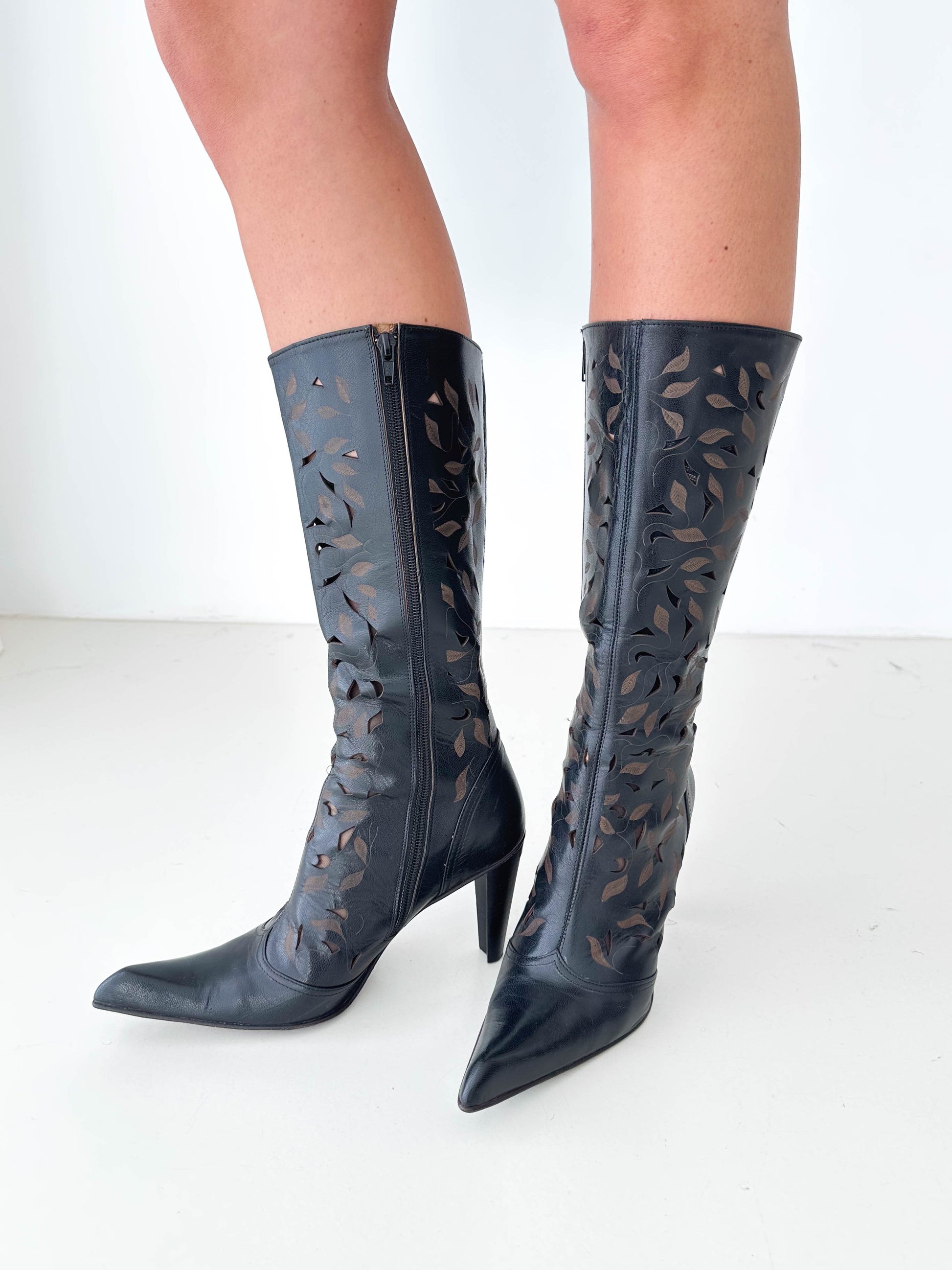 Italian Leather Cut Out Boots