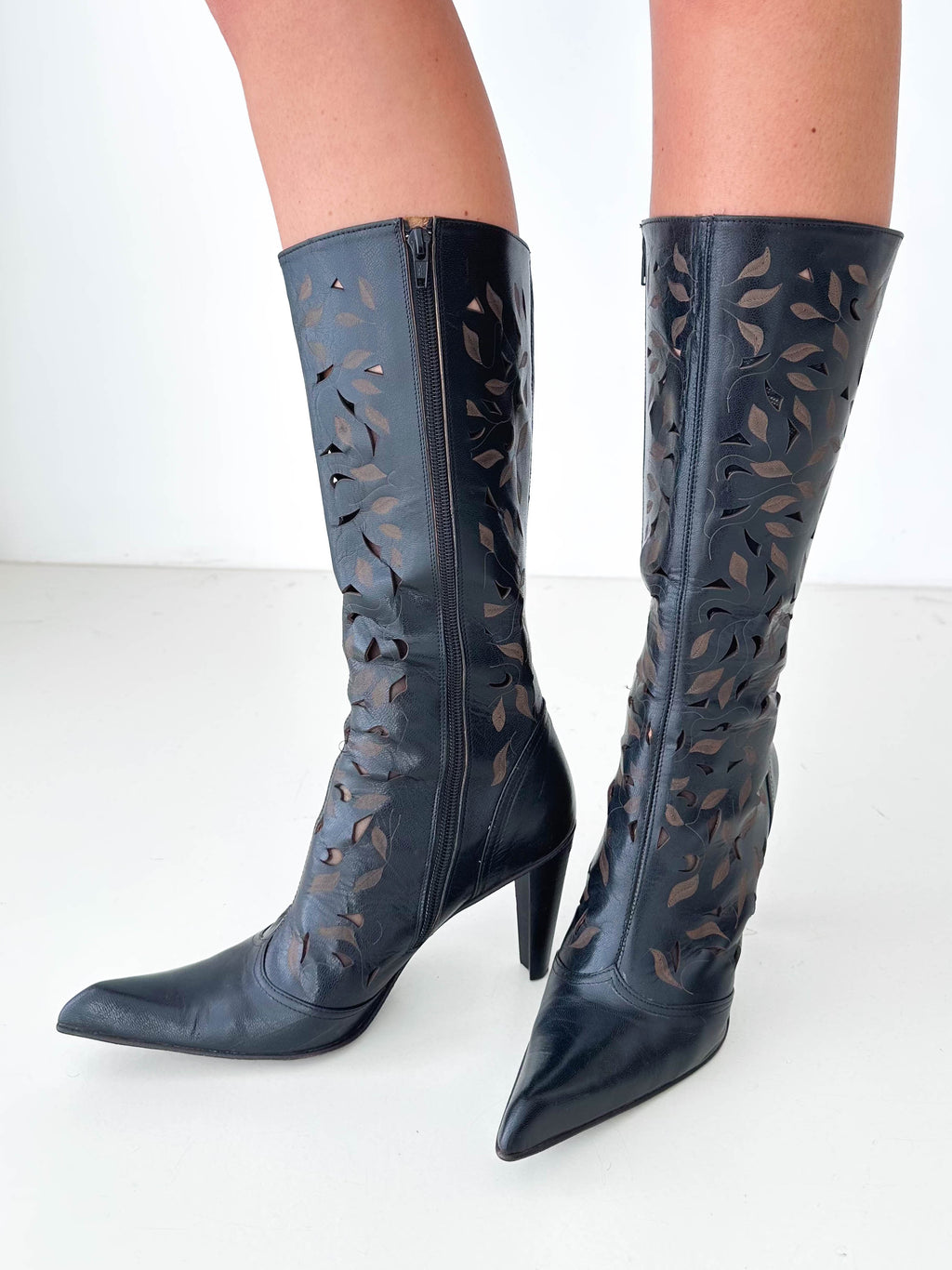 Italian Leather Cut Out Boots