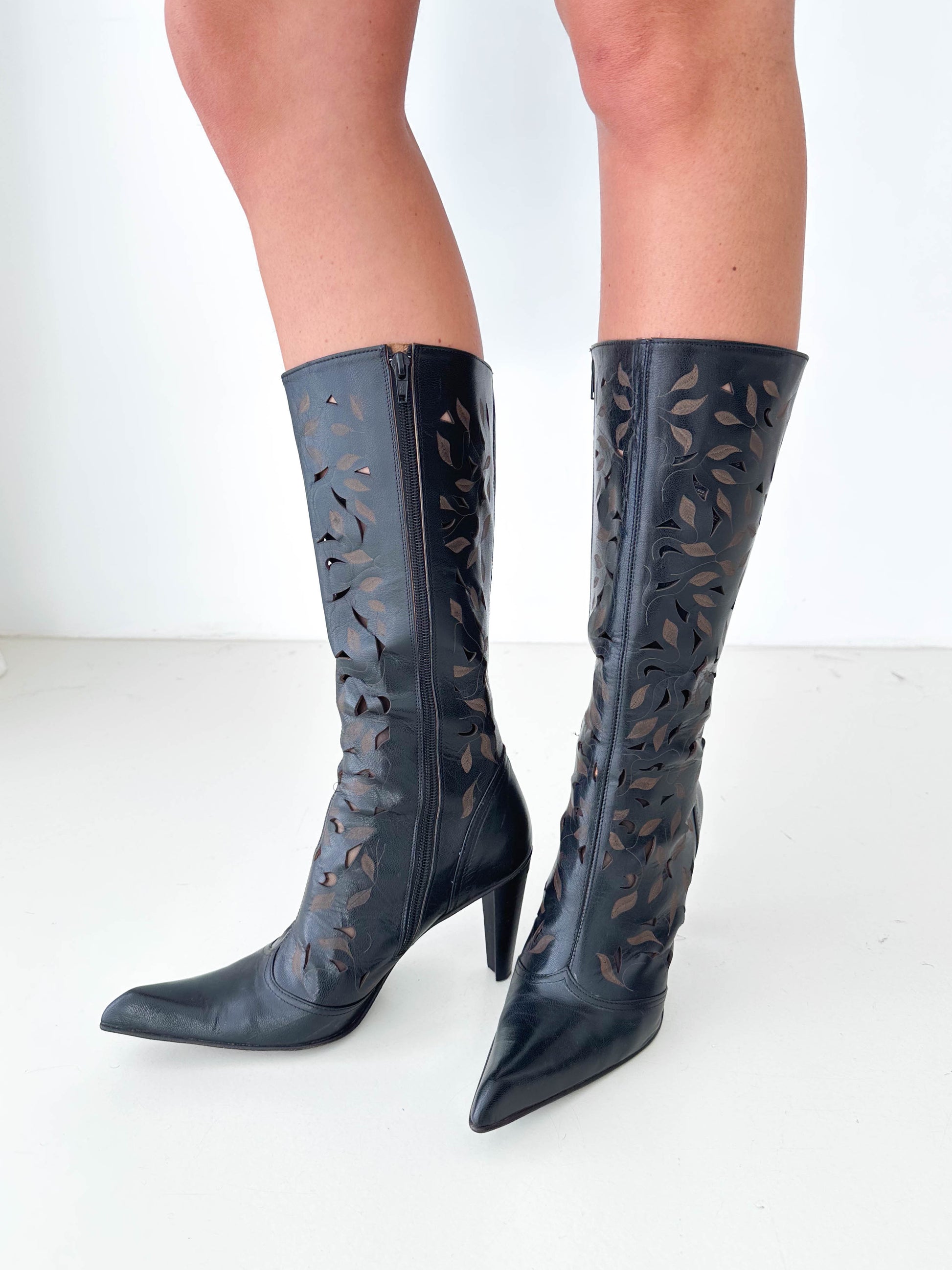 Italian Leather Cut Out Boots