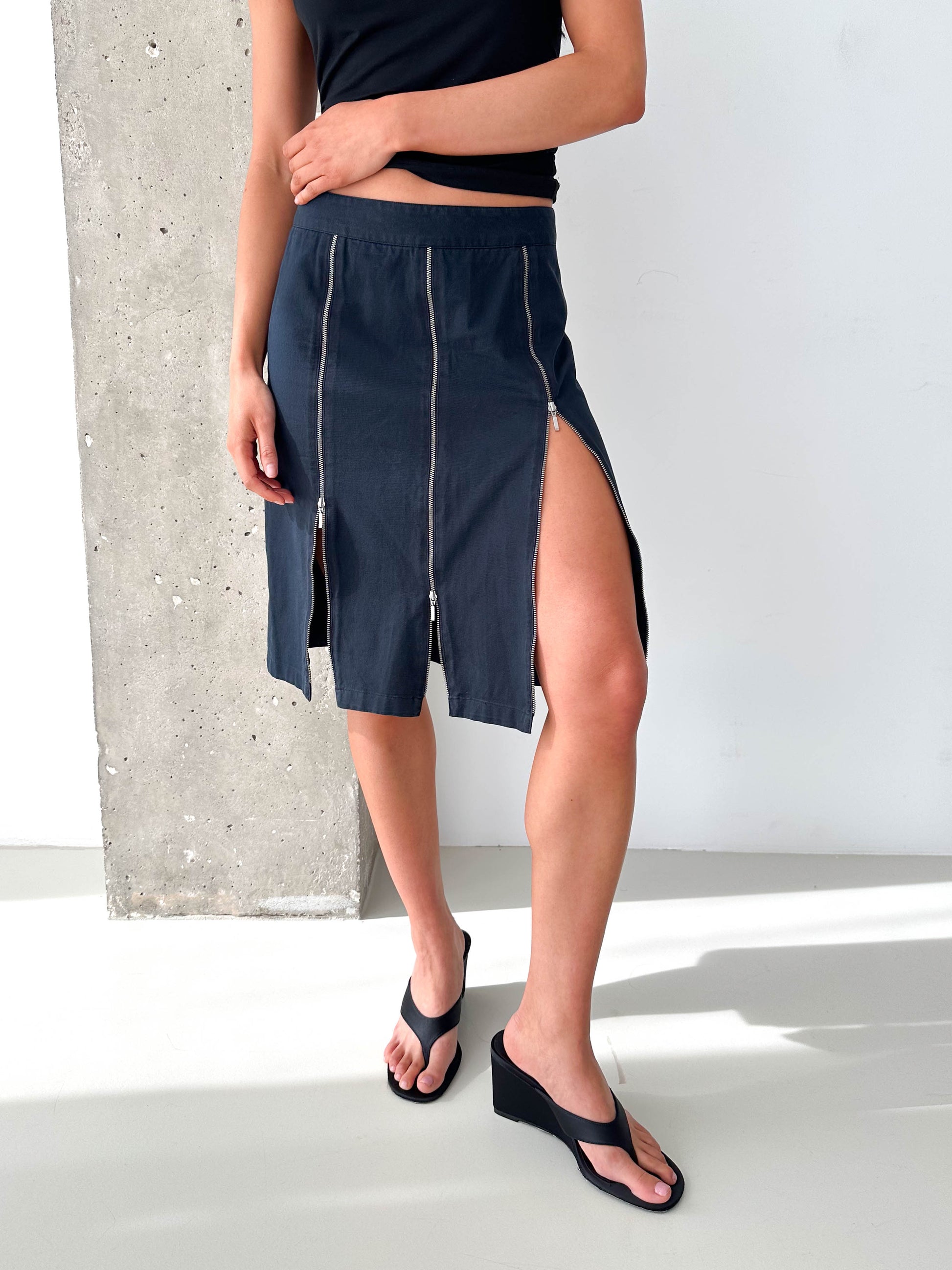 Multi Zip Midi Skirt