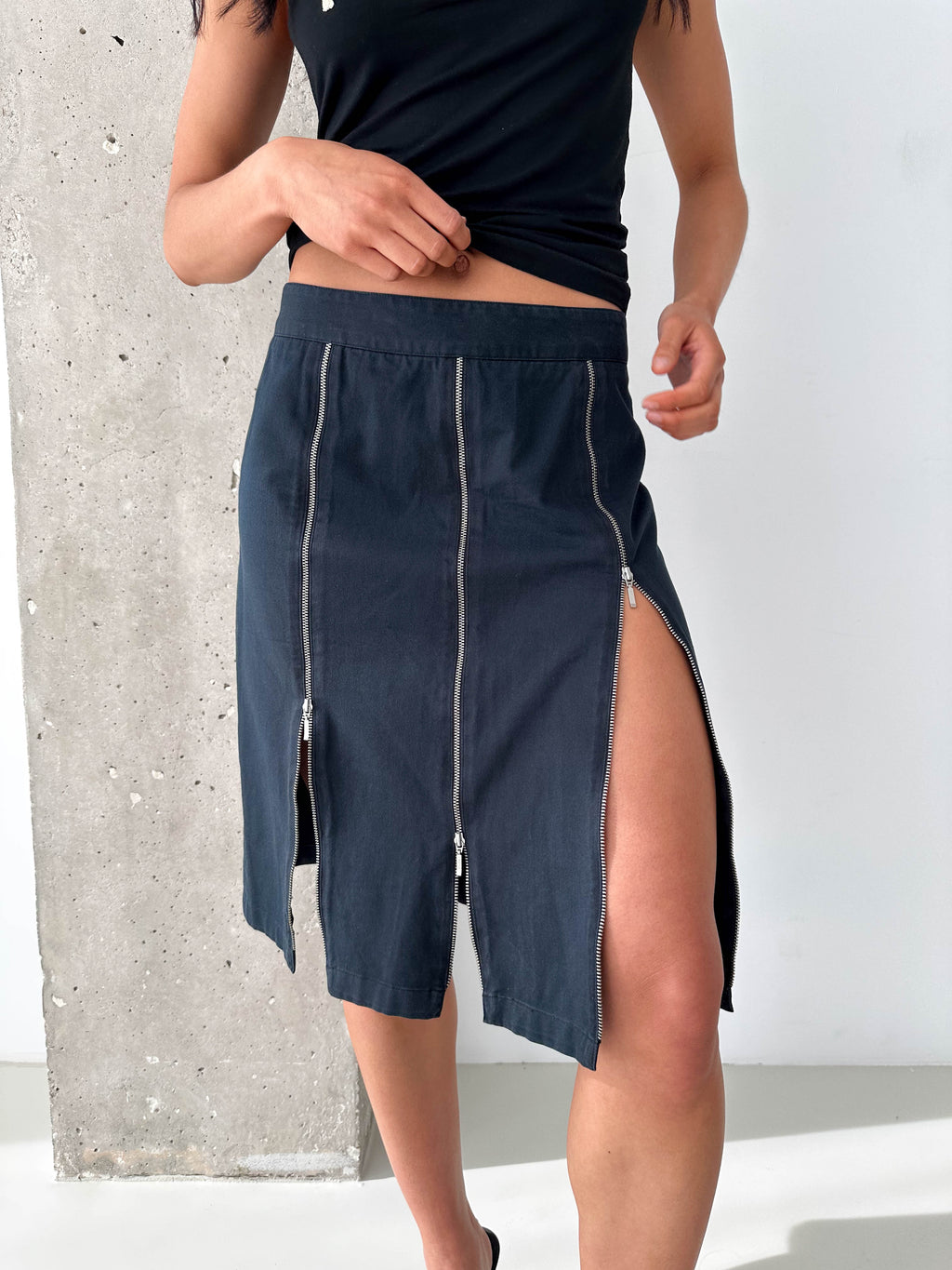 Multi Zip Midi Skirt