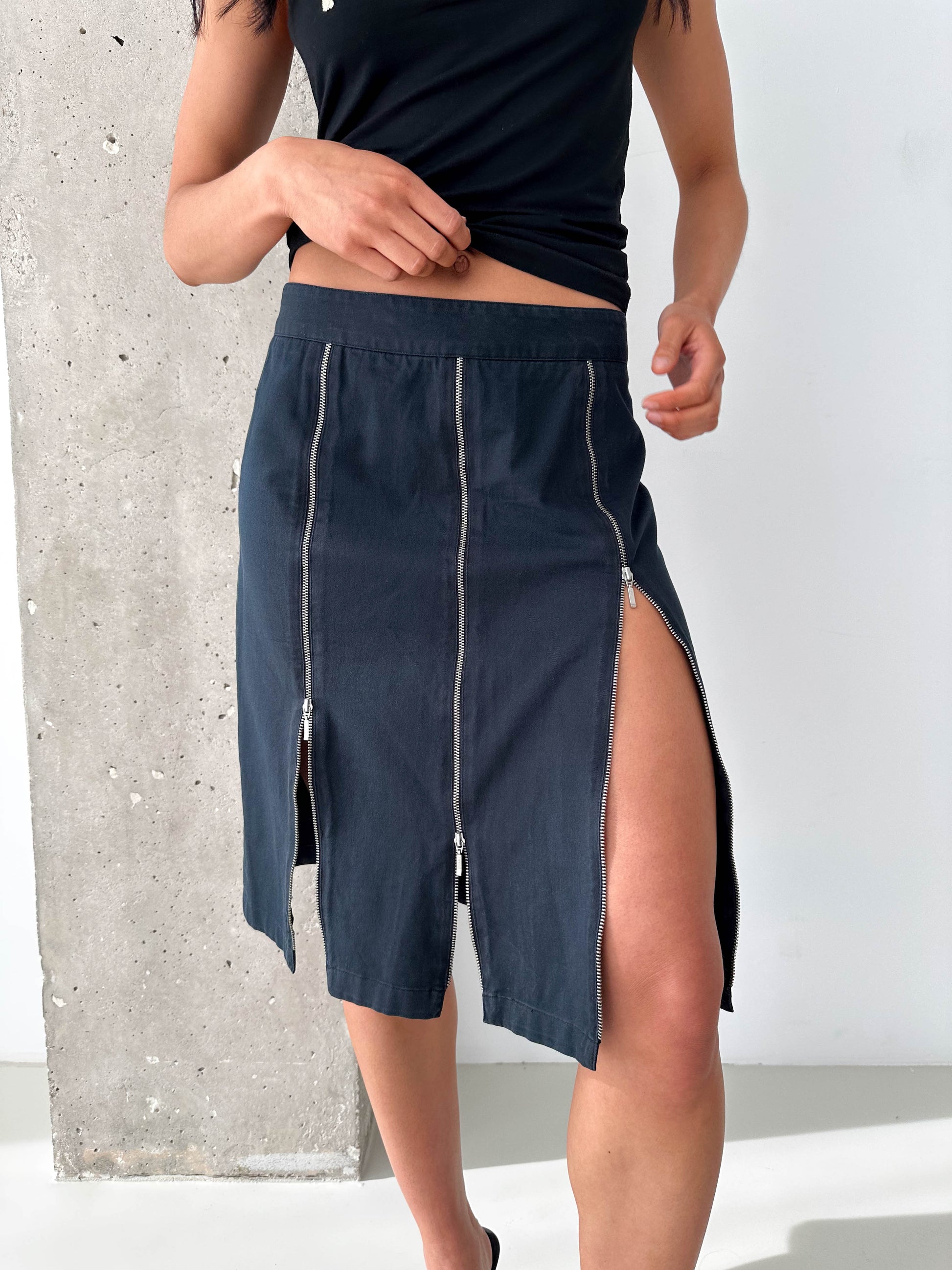 Multi Zip Midi Skirt
