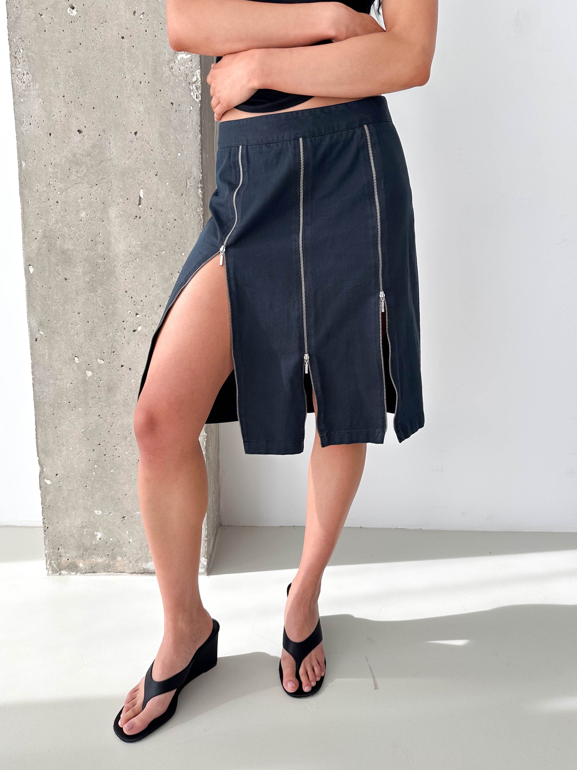 Multi Zip Midi Skirt
