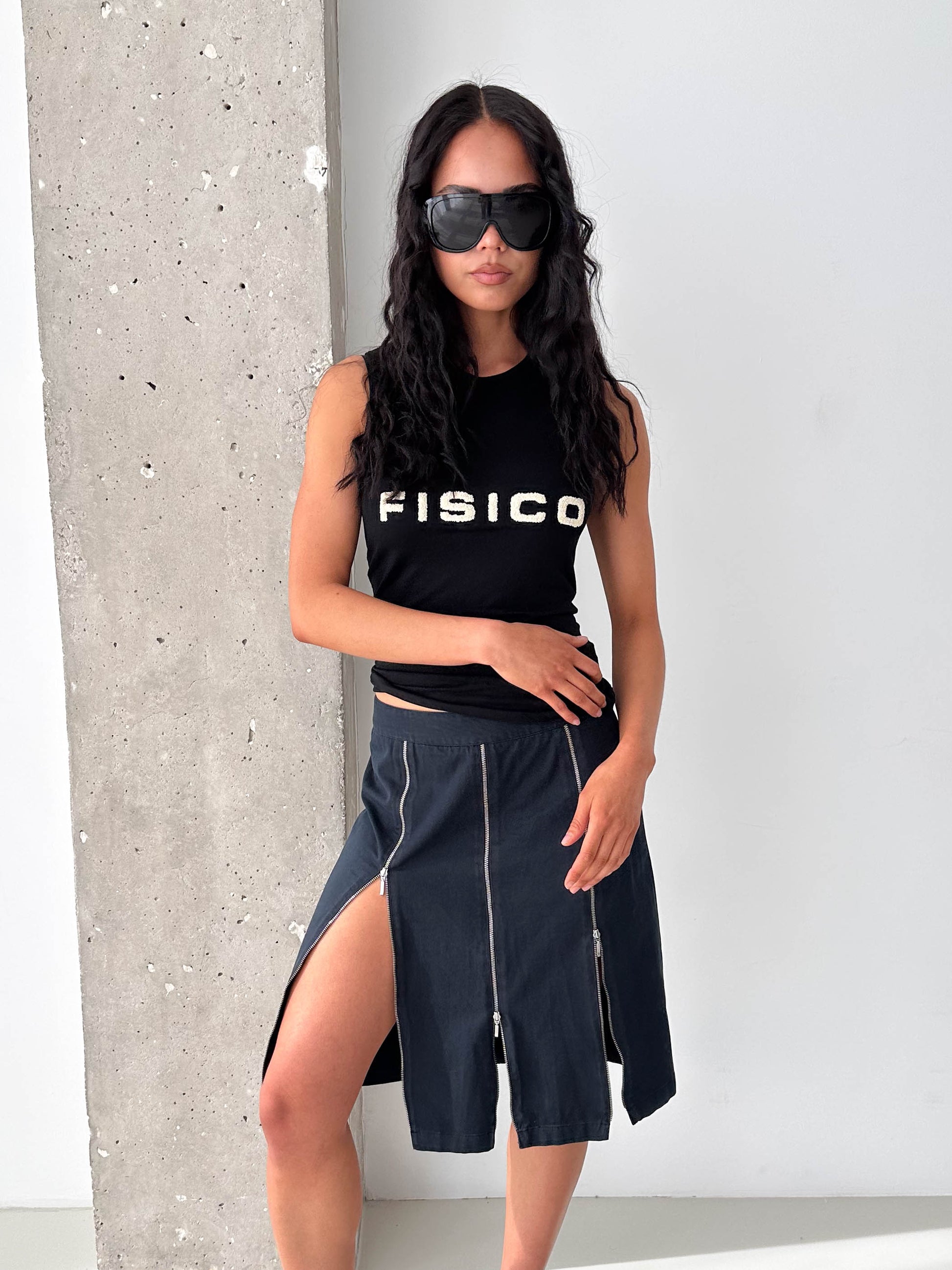 Multi Zip Midi Skirt