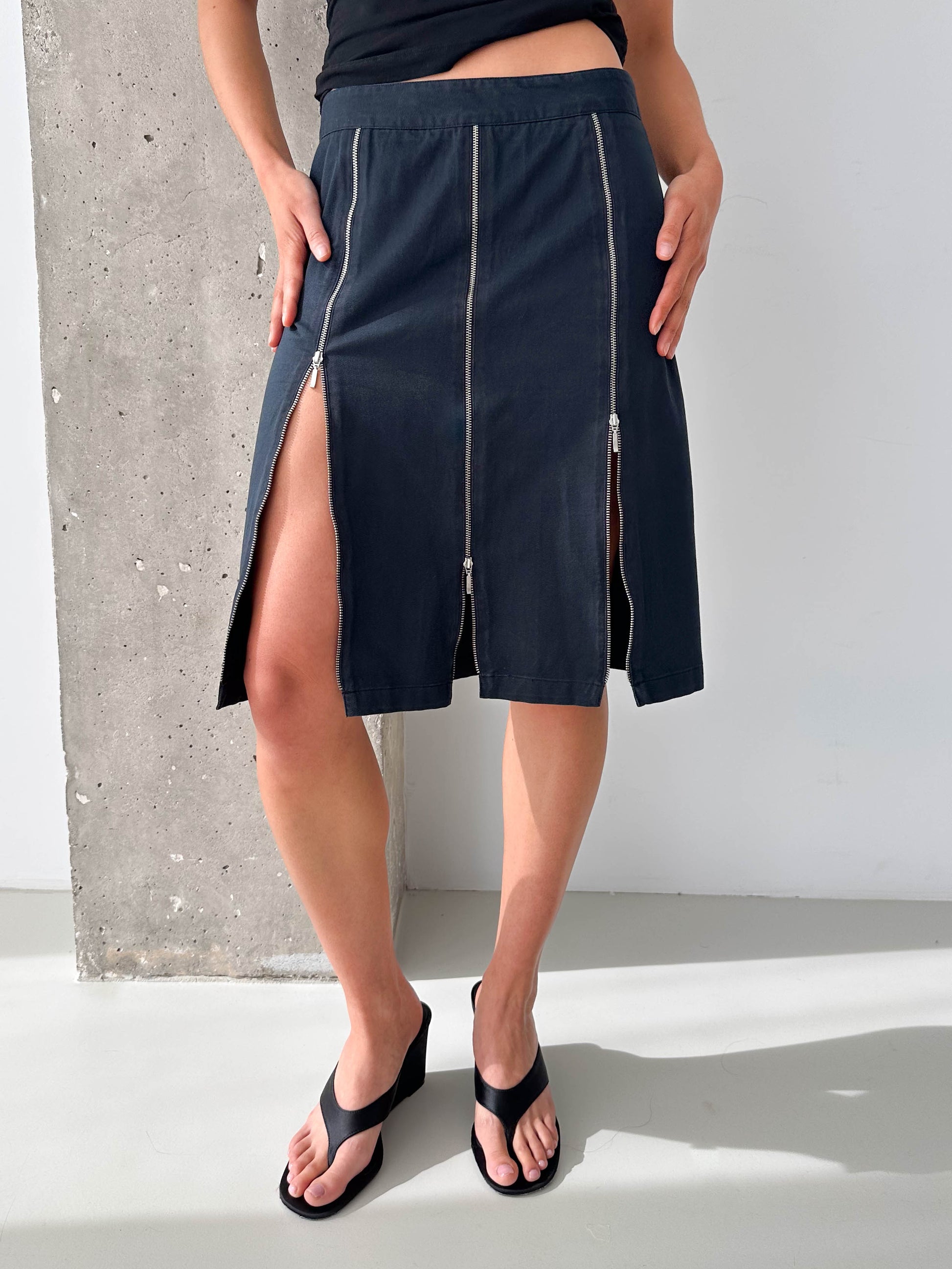 Multi Zip Midi Skirt