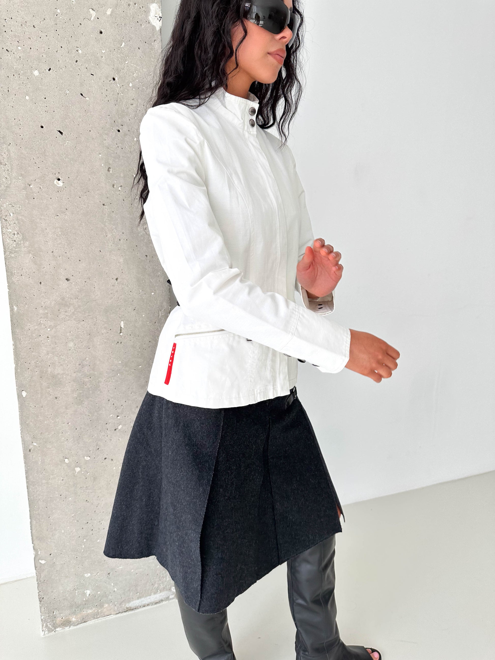 Prada Sport White Cotton Zip Jacket