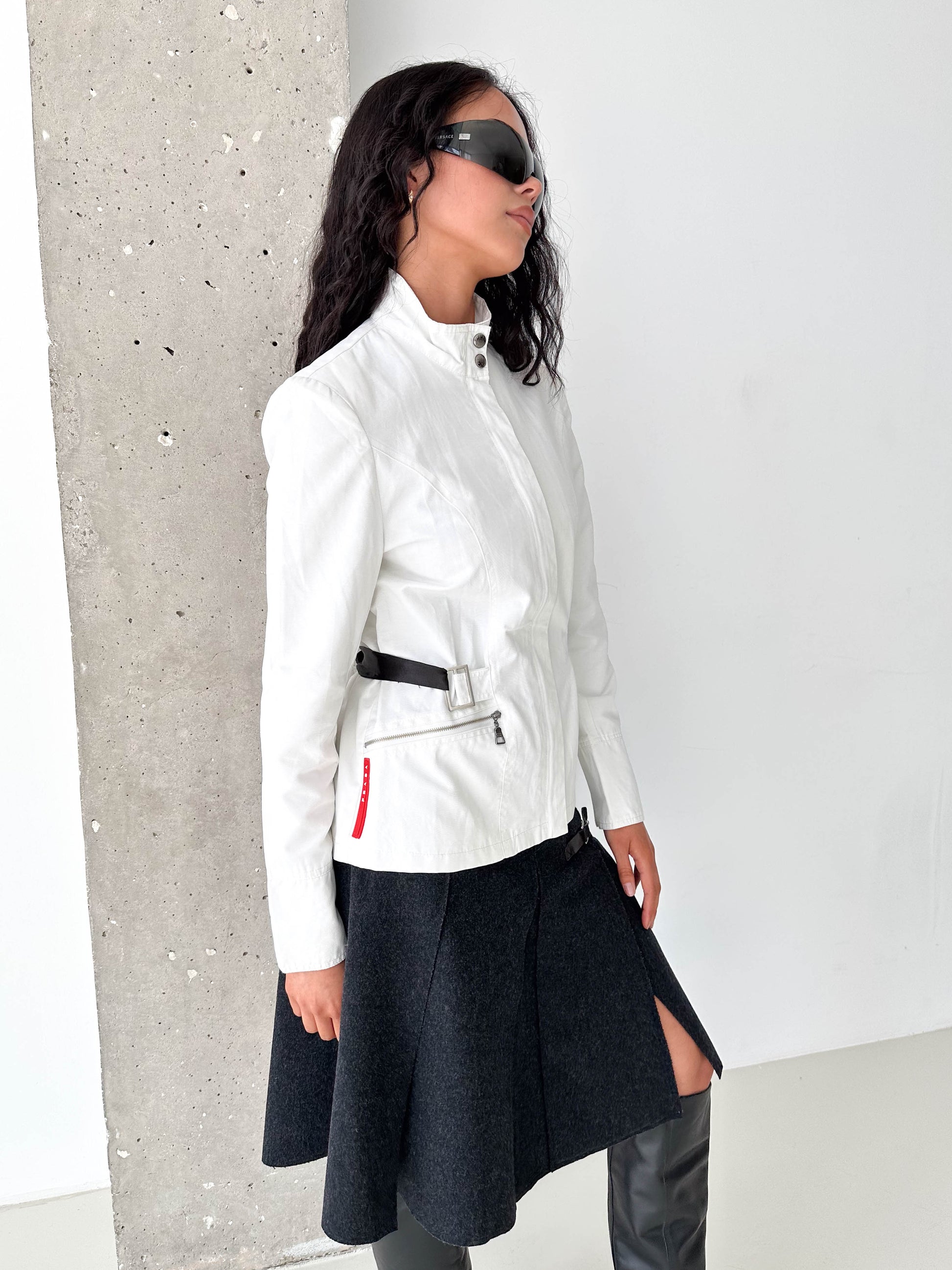 Prada Sport White Cotton Zip Jacket