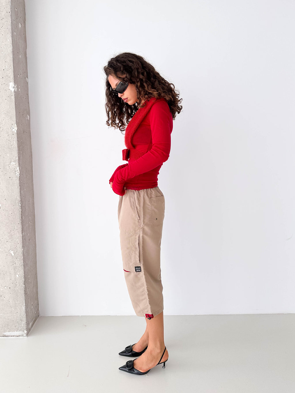 Versace Beige Cropped Cargo Pants