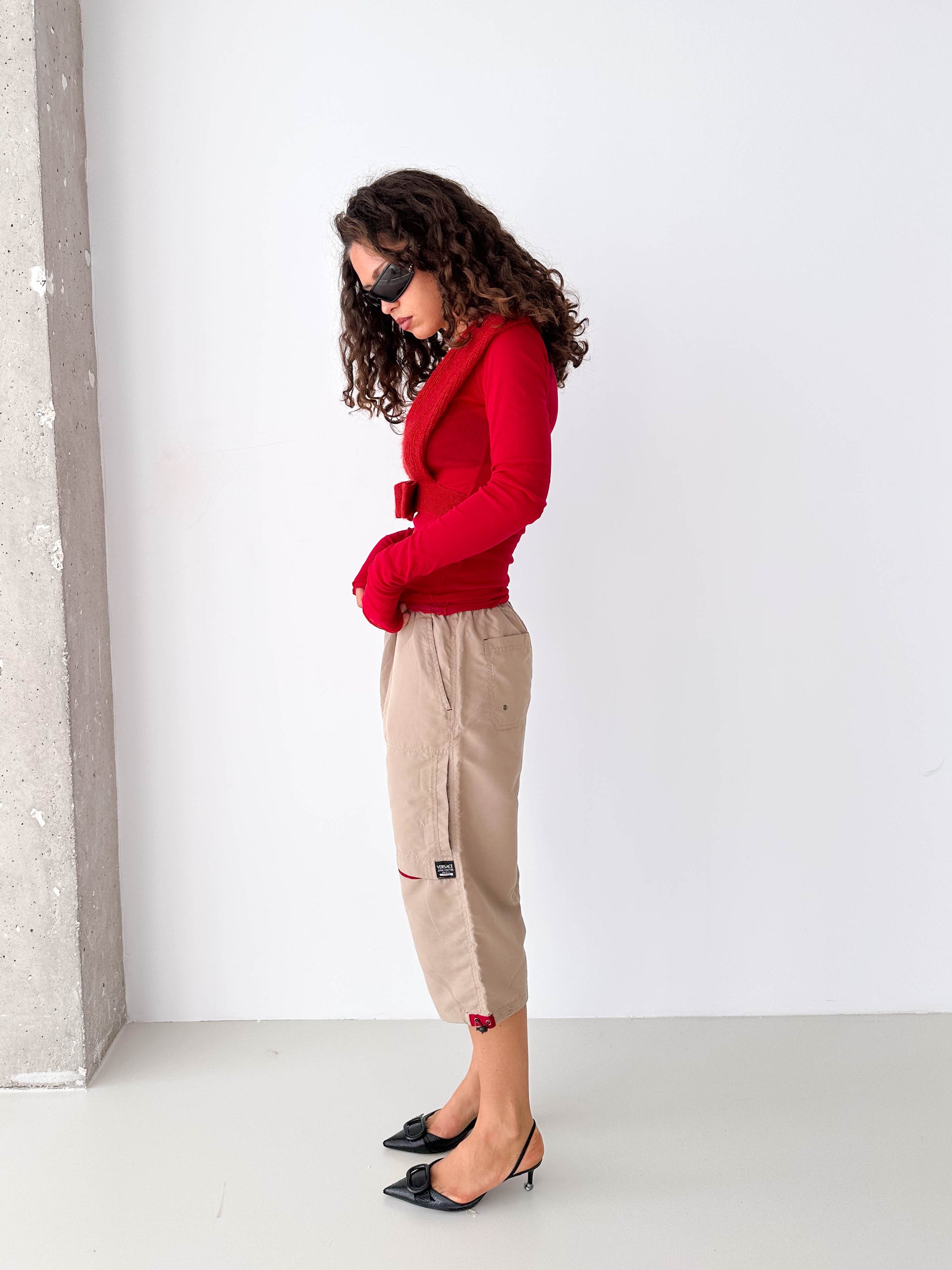 Versace Beige Cropped Cargo Pants