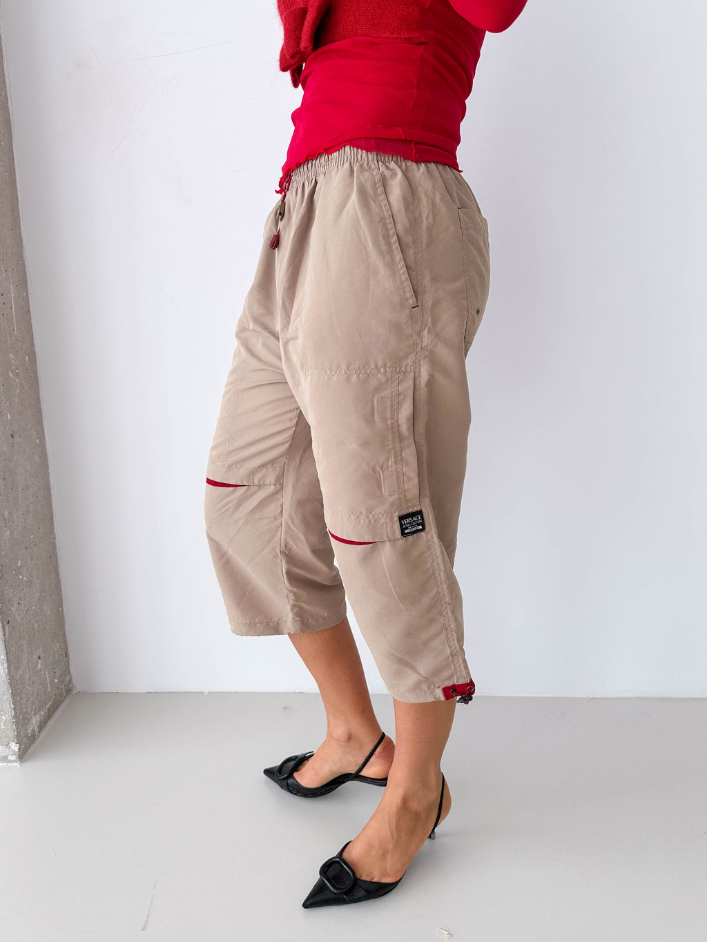Versace Beige Cropped Cargo Pants