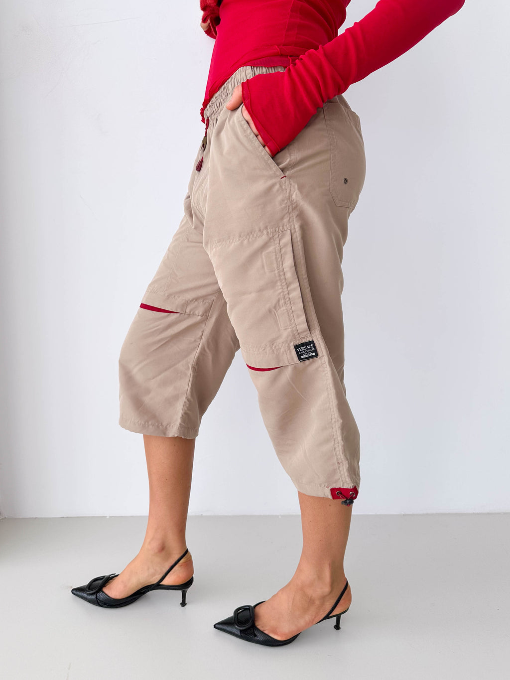 Versace Beige Cropped Cargo Pants