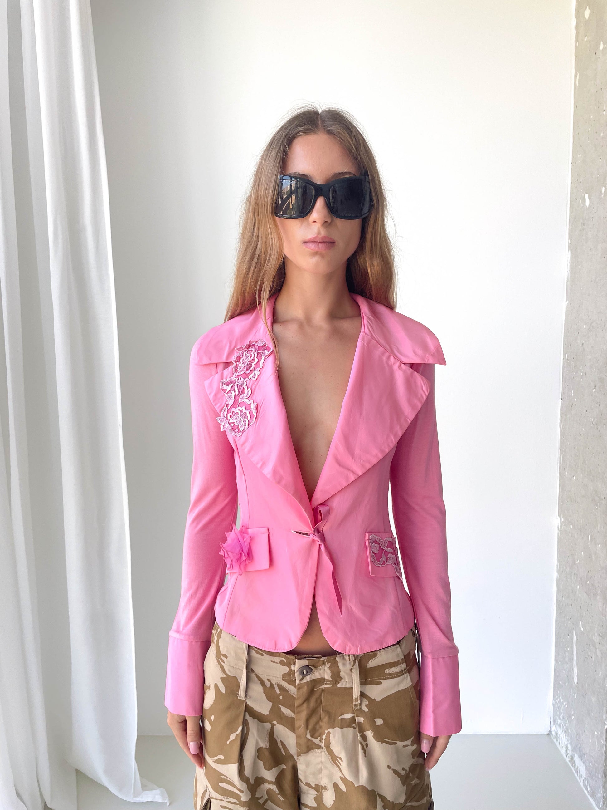 Pink Stretch Long Sleeve Top