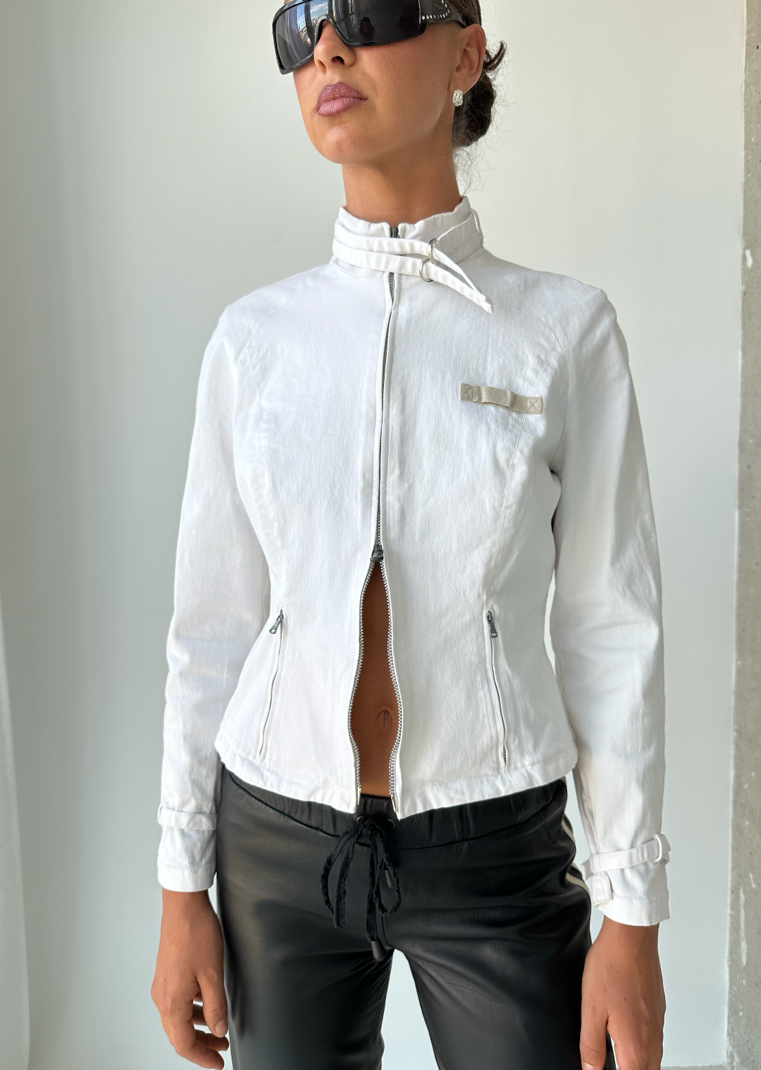 Cotton Moto Style High Neck Jacket