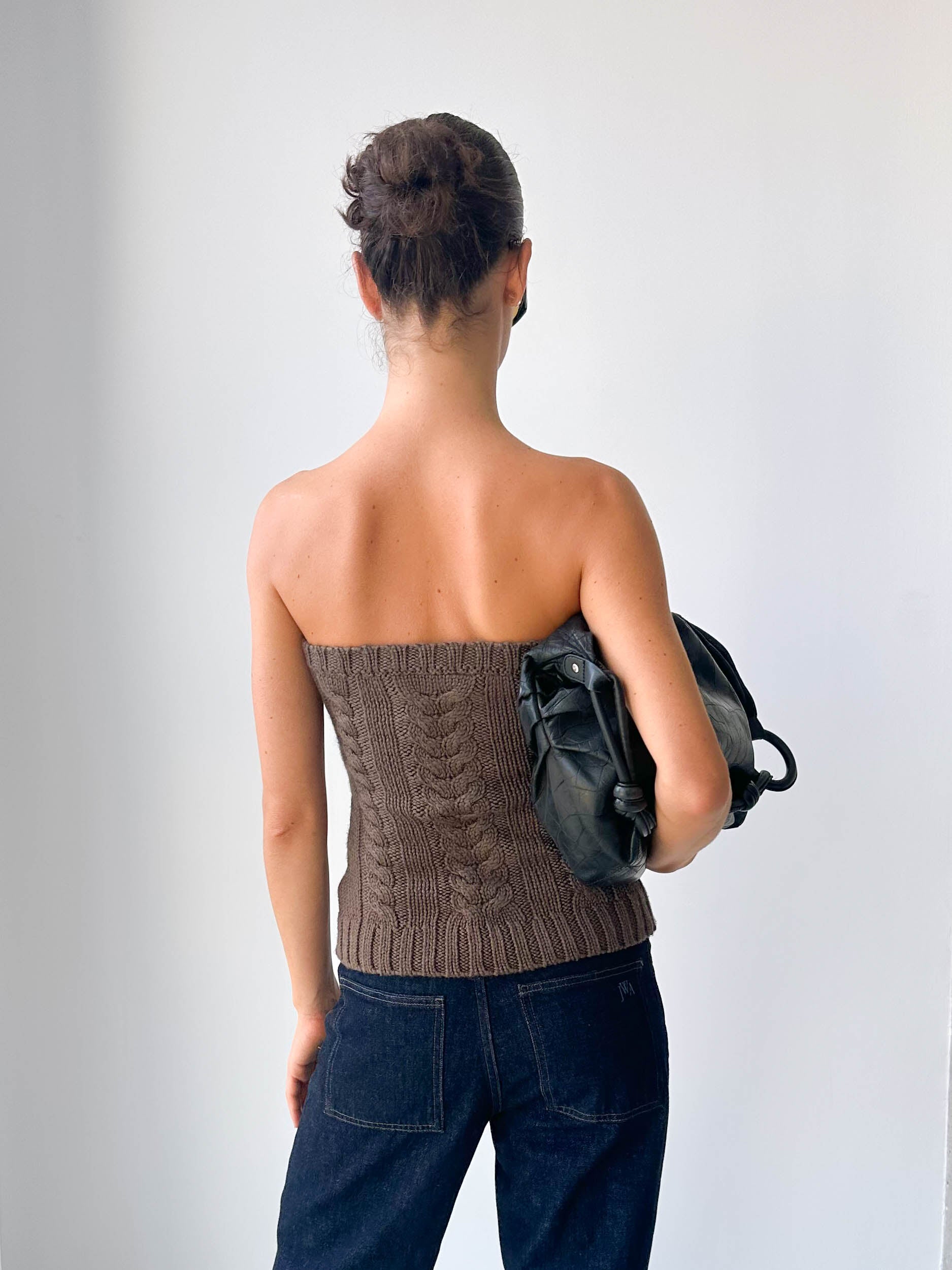 Italian Cable Knit Strapless Top