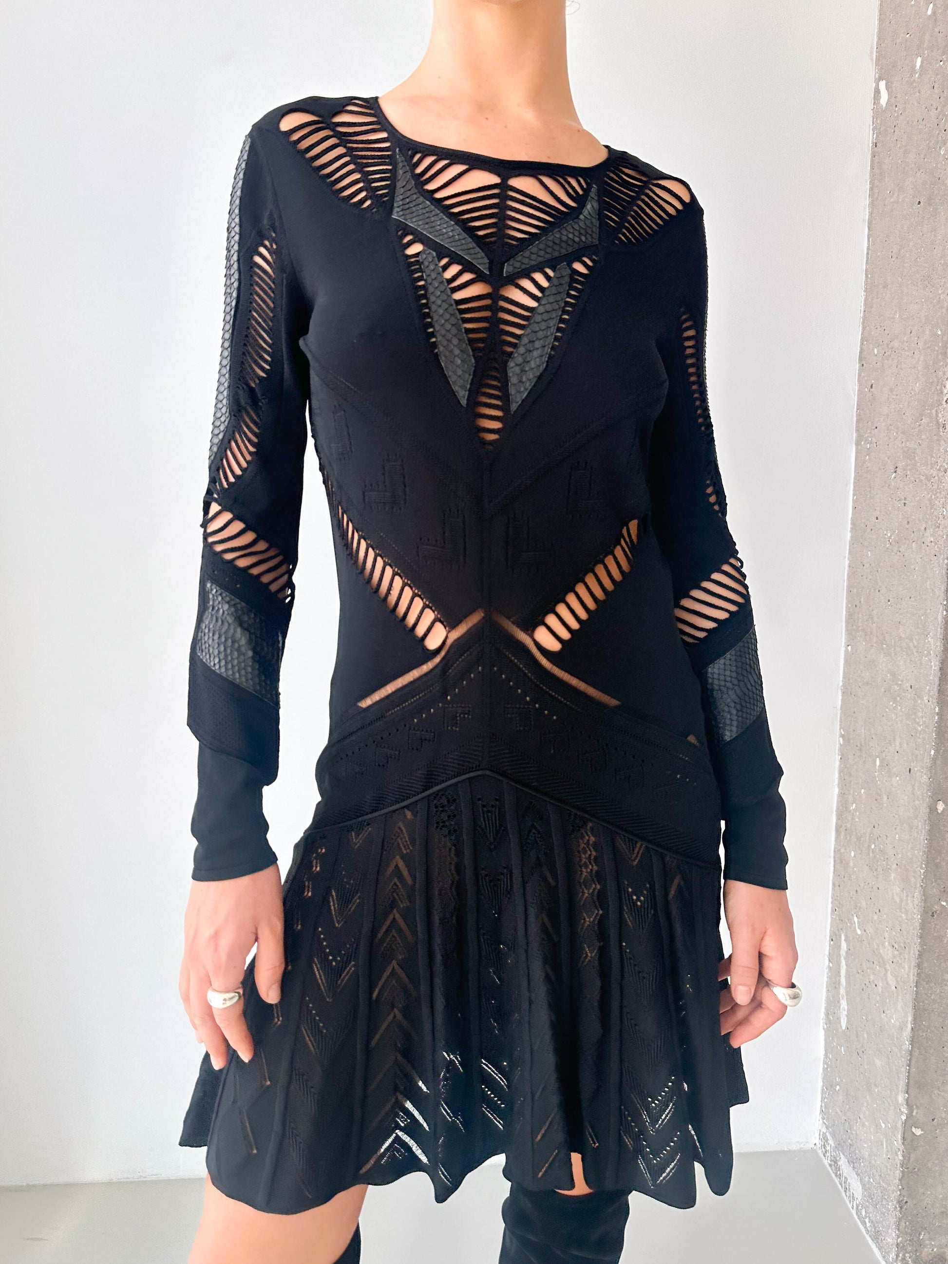 Black Cavalli Cut Out Knitted Dress