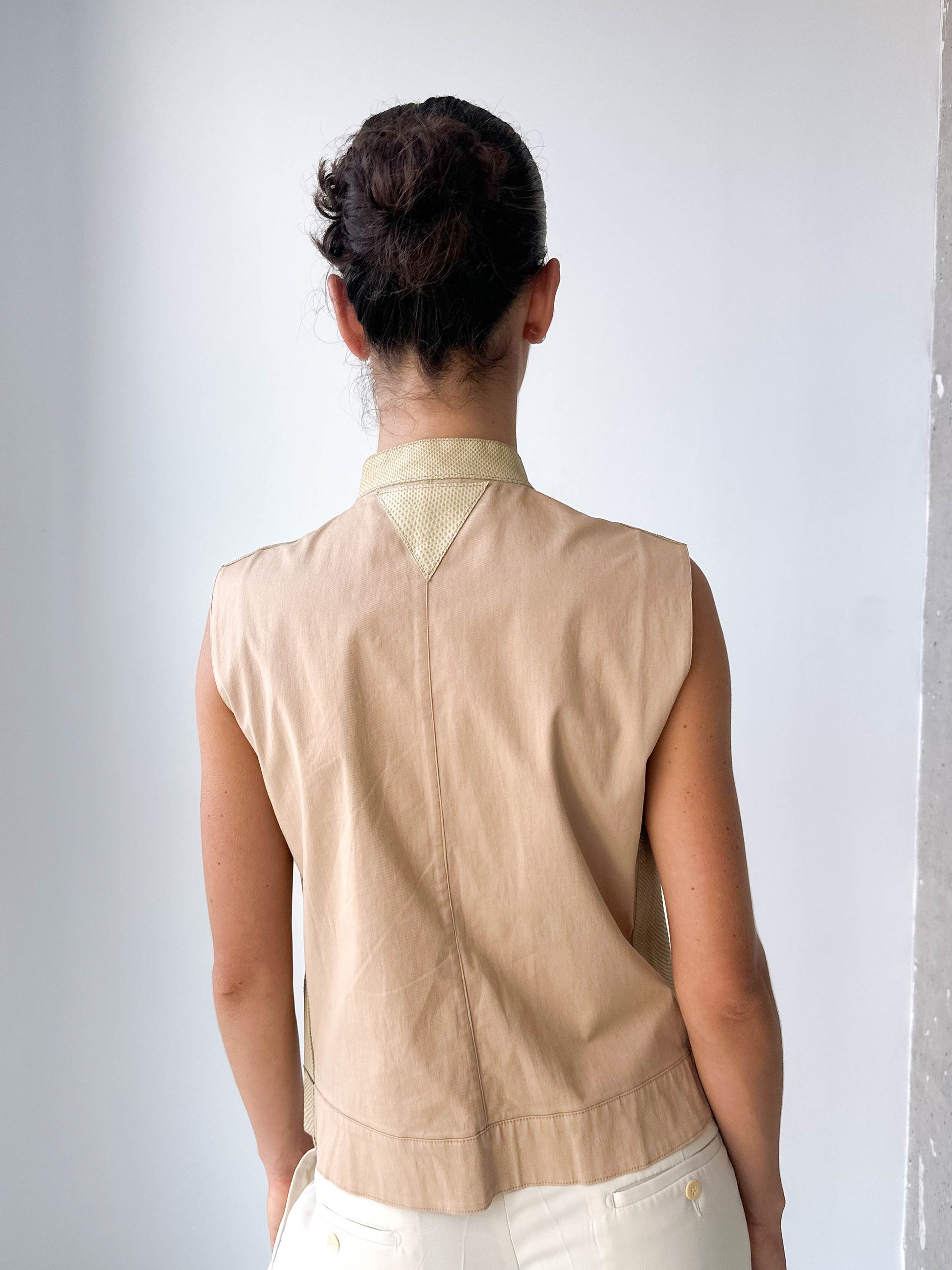 Leather Snake Effect Zip Up Sleeveless Top