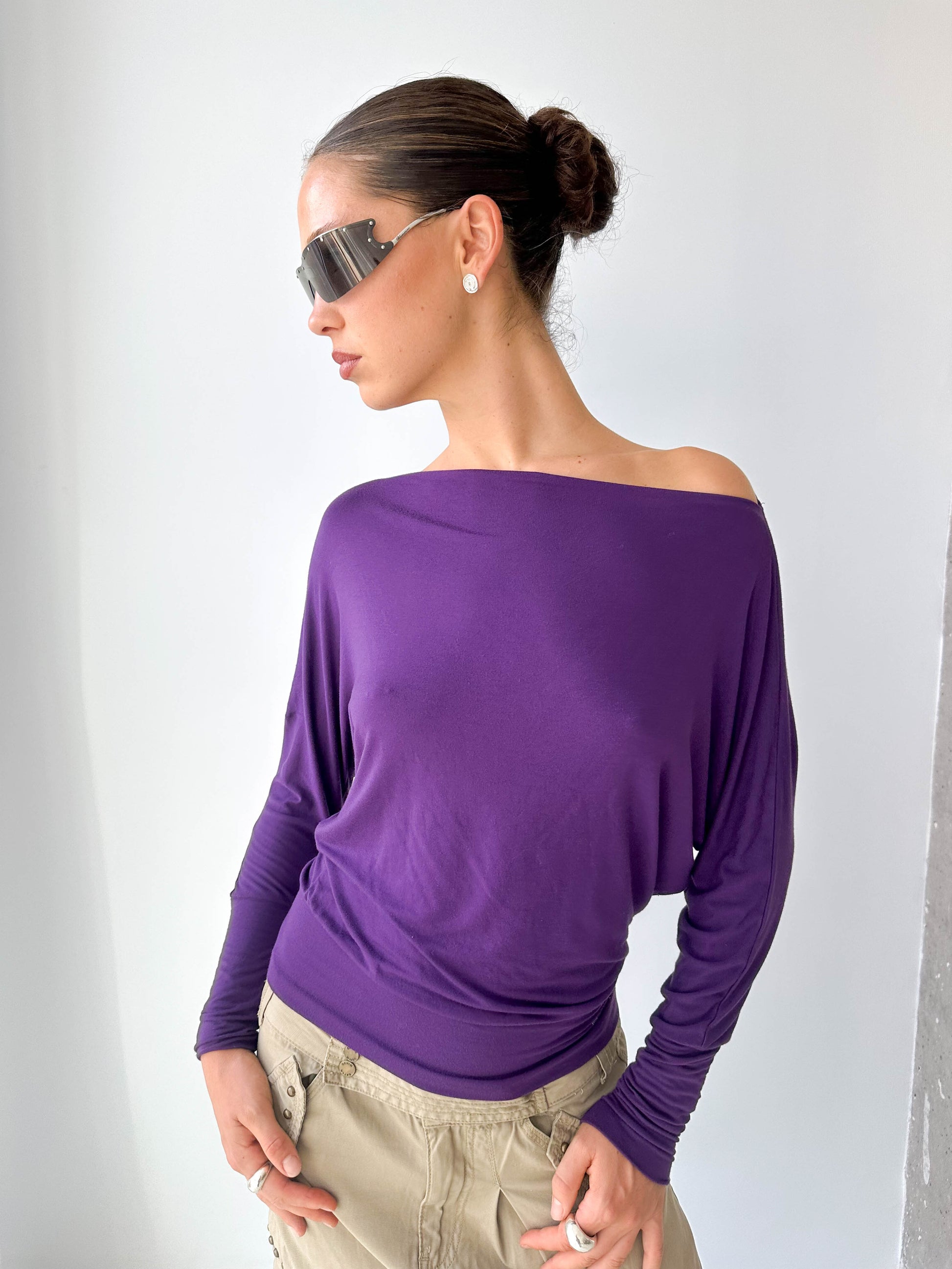 Italian Purple Drape Jersey Top