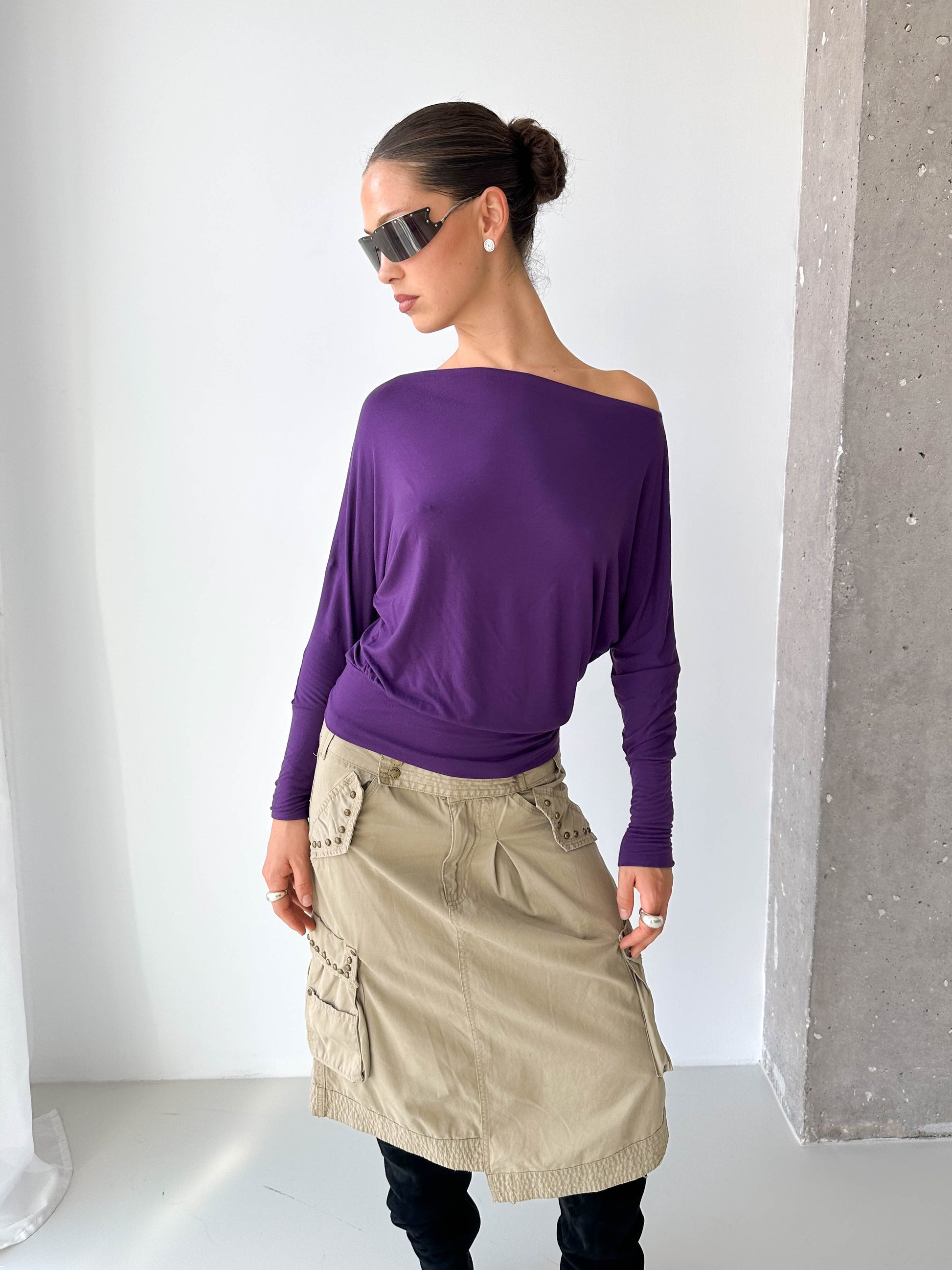 Italian Purple Drape Jersey Top