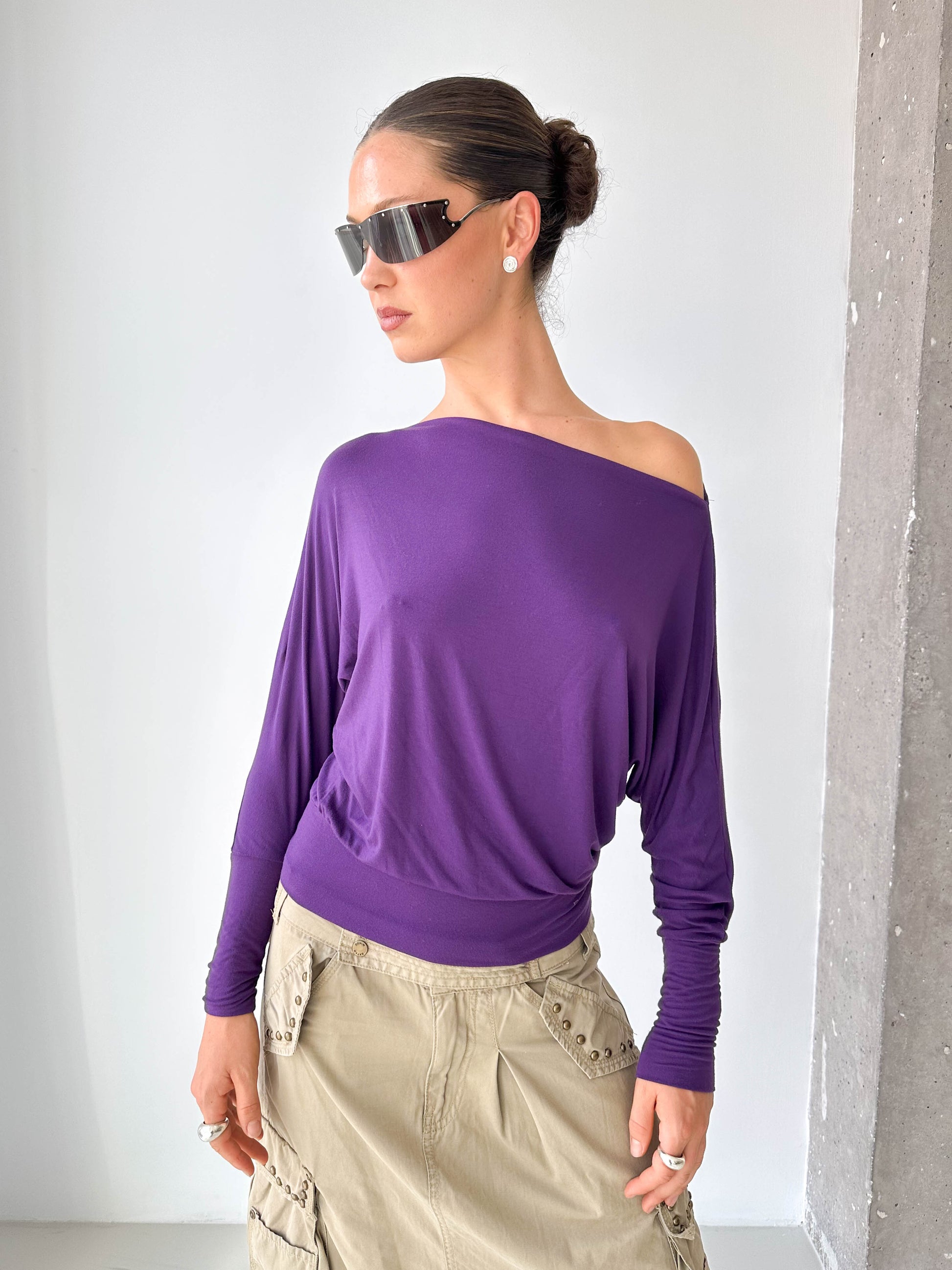 Italian Purple Drape Jersey Top
