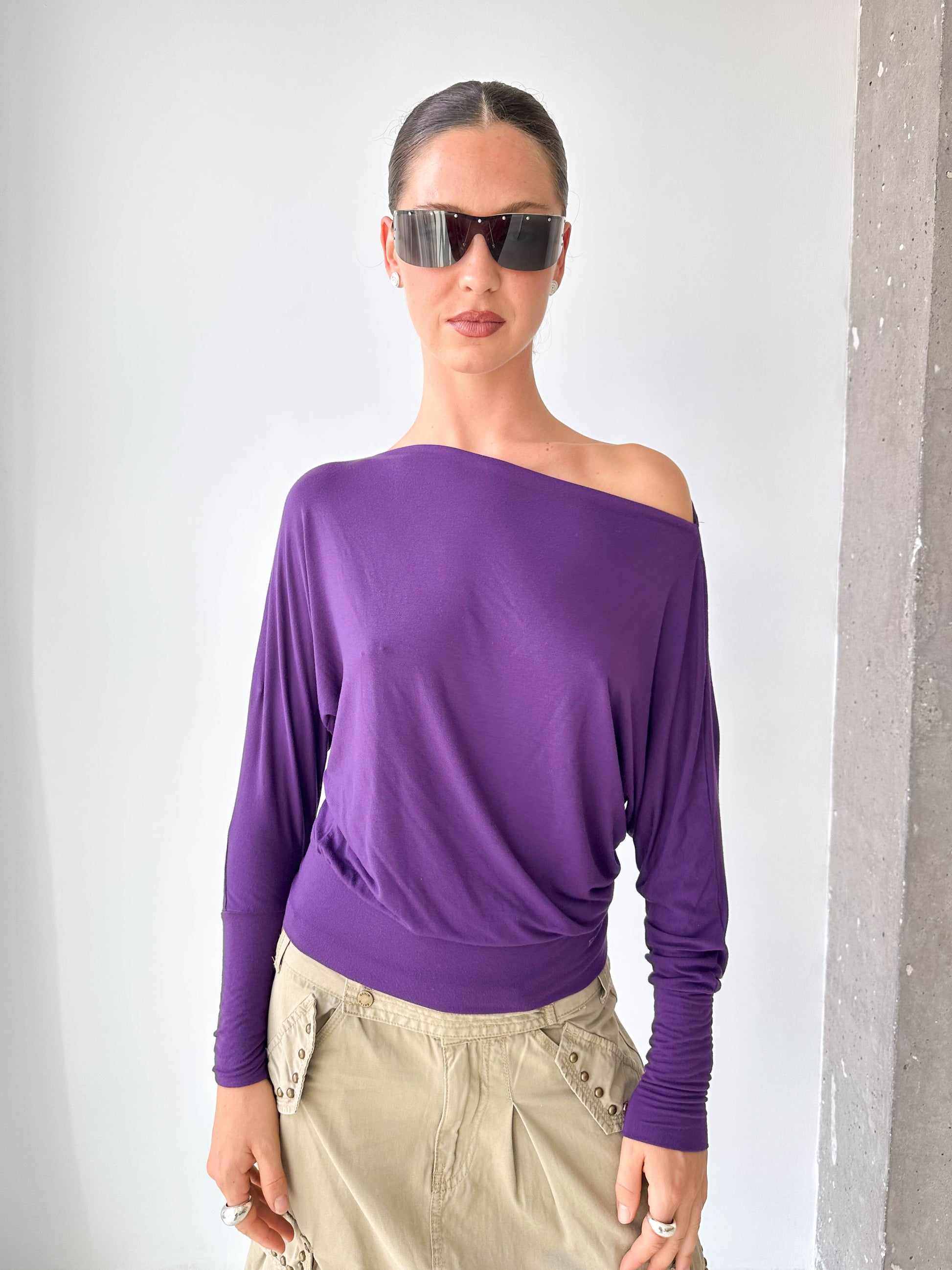 Italian Purple Drape Jersey Top