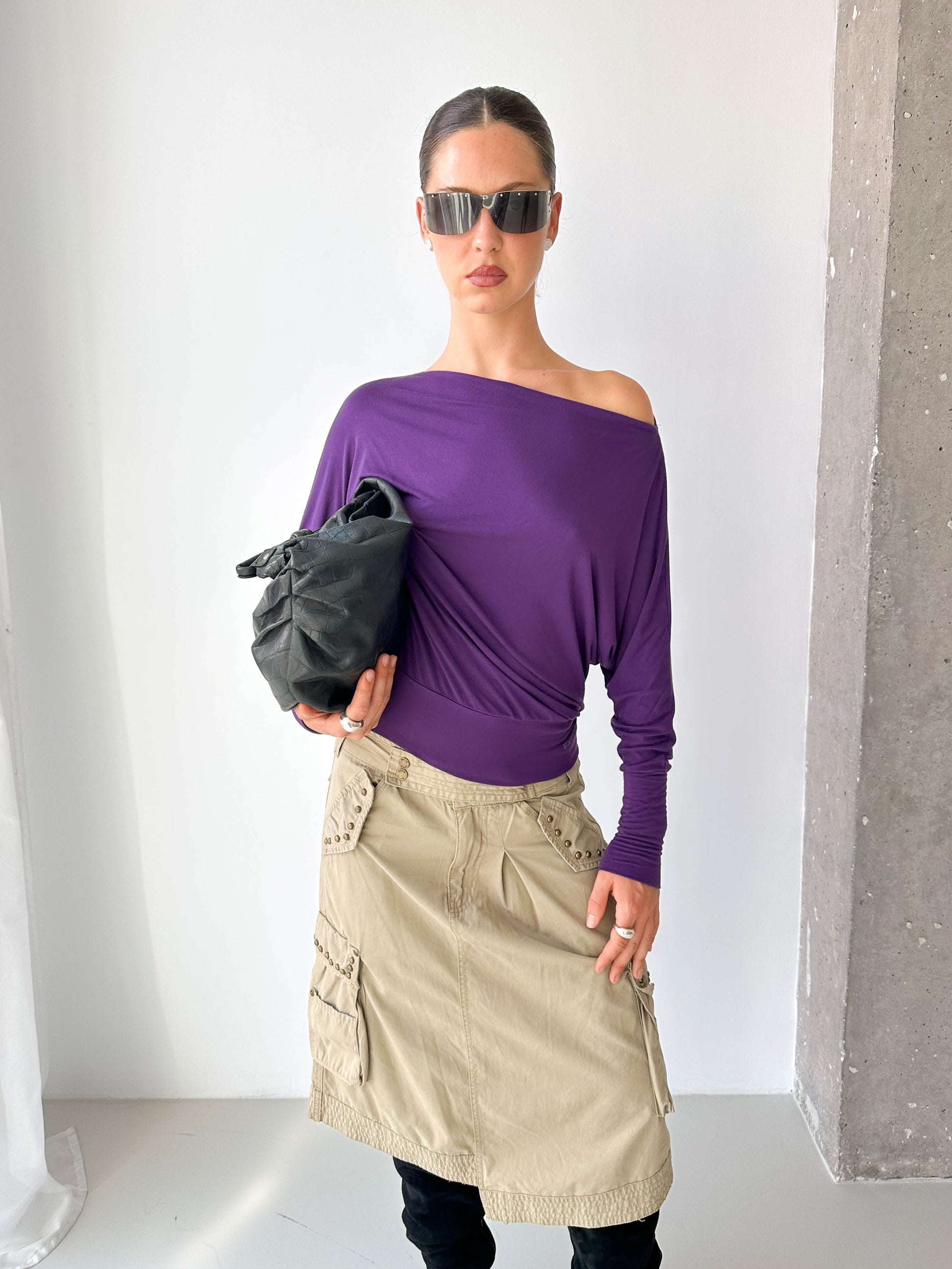 Italian Purple Drape Jersey Top