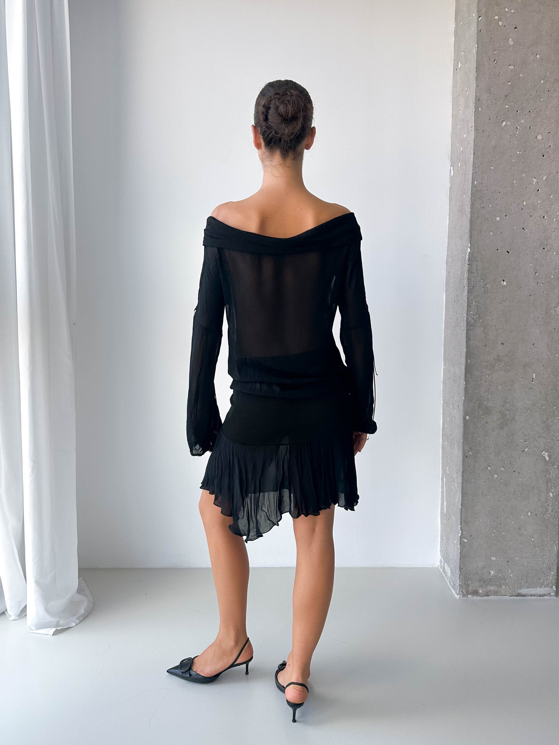 Black Sheer Off-Shoulder Dress