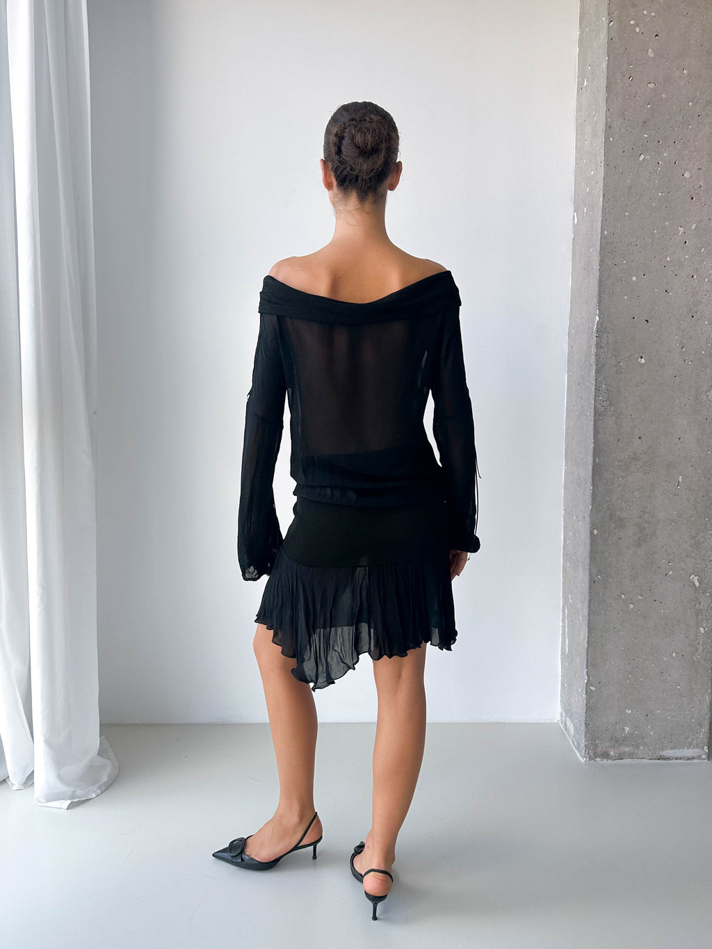 Black Sheer Off-Shoulder Dress