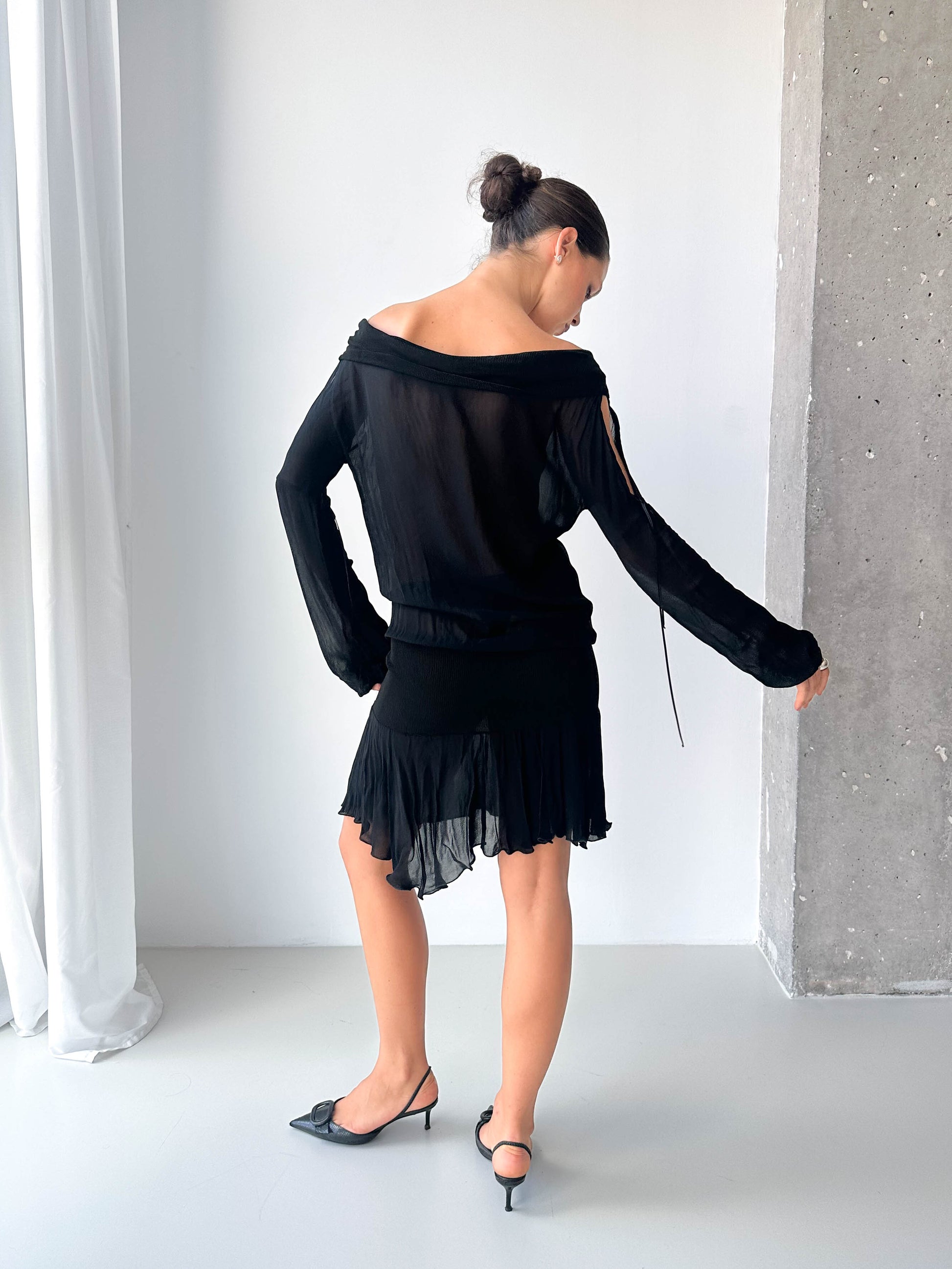 Black Sheer Off-Shoulder Dress