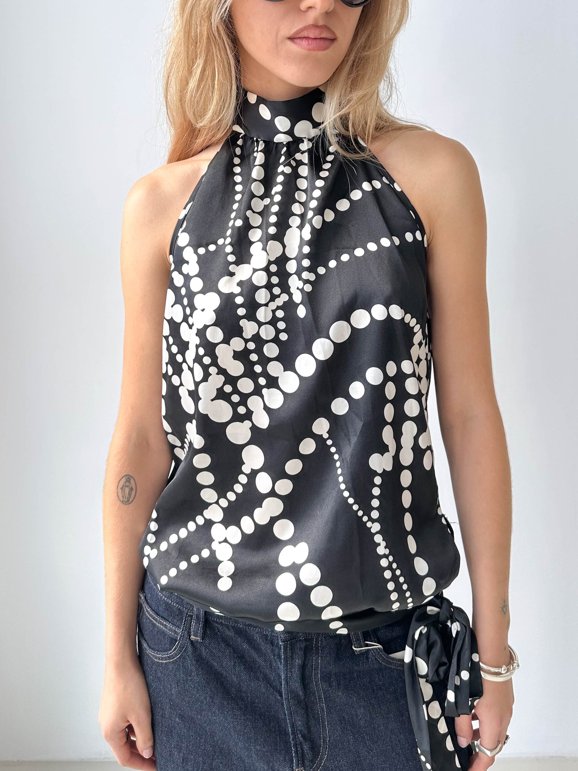 Abstract Polka Dot Halter Top